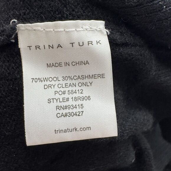 Trina Turk Wool‎ & Cashmere Blend Black Pullover Sweater Womens XL Cutout Soft - Picture 3 of 12